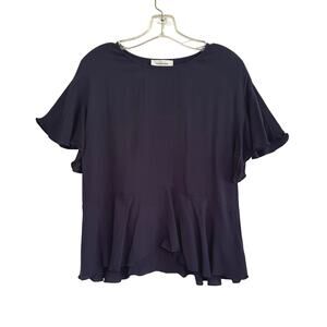 SAMSOE & SAMSOE Cherie Short Sleeve Top Peplum Size Med Dark Sapphire Viscose